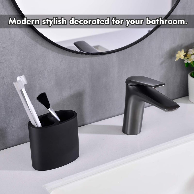 Jincrop Matte Black Resin Toothbrush Holder - Small Electric Toothbrush Organizer for Bathroom Vanity Countertops & Desk, Holds Pencil Brushes/Toothpasteâ€‹ - Image 4